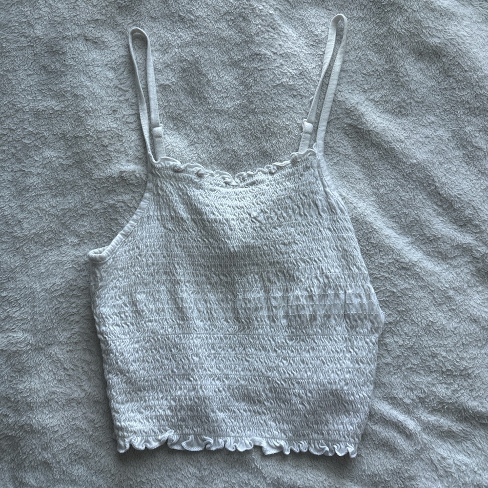 Bozzolo | White shirred crop top with ruffles